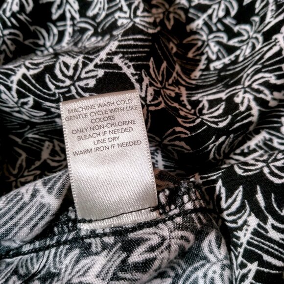 CJ Banks Skirt Plus Size 24 Midi Rayon Black White Palm Trees Tropical Beach Sun - Picture 6 of 9